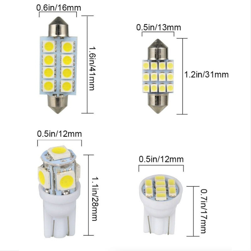 14Pcs T10 36mm LED Interior Car Accessories Kit Map Dome License Plate Lights - EBS PLATFORM INC.