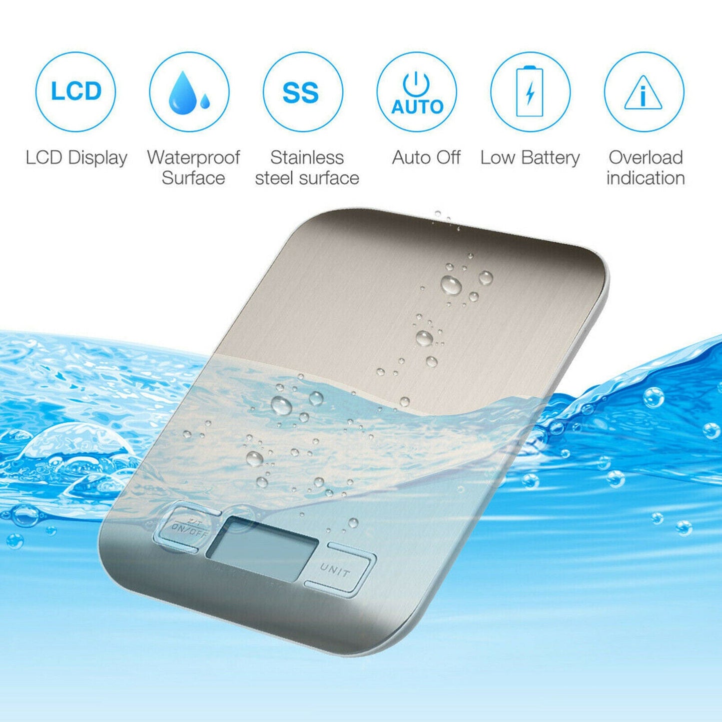 Digital Electronic Kitchen Food Diet Postal Scale Weight Balance 5KG 1g 11lb Kitchen Scales Stainless Steel Weighing For Food Diet Postal Balance Measuring LCD Precision Electronic - EBS PLATFORM INC.