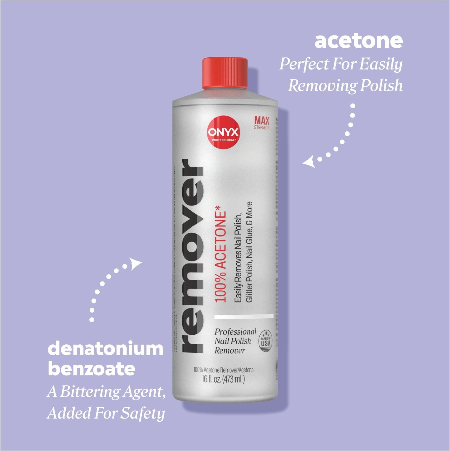ONYX Professional 100% Acetone* Nail Polish Remover 16 fl oz