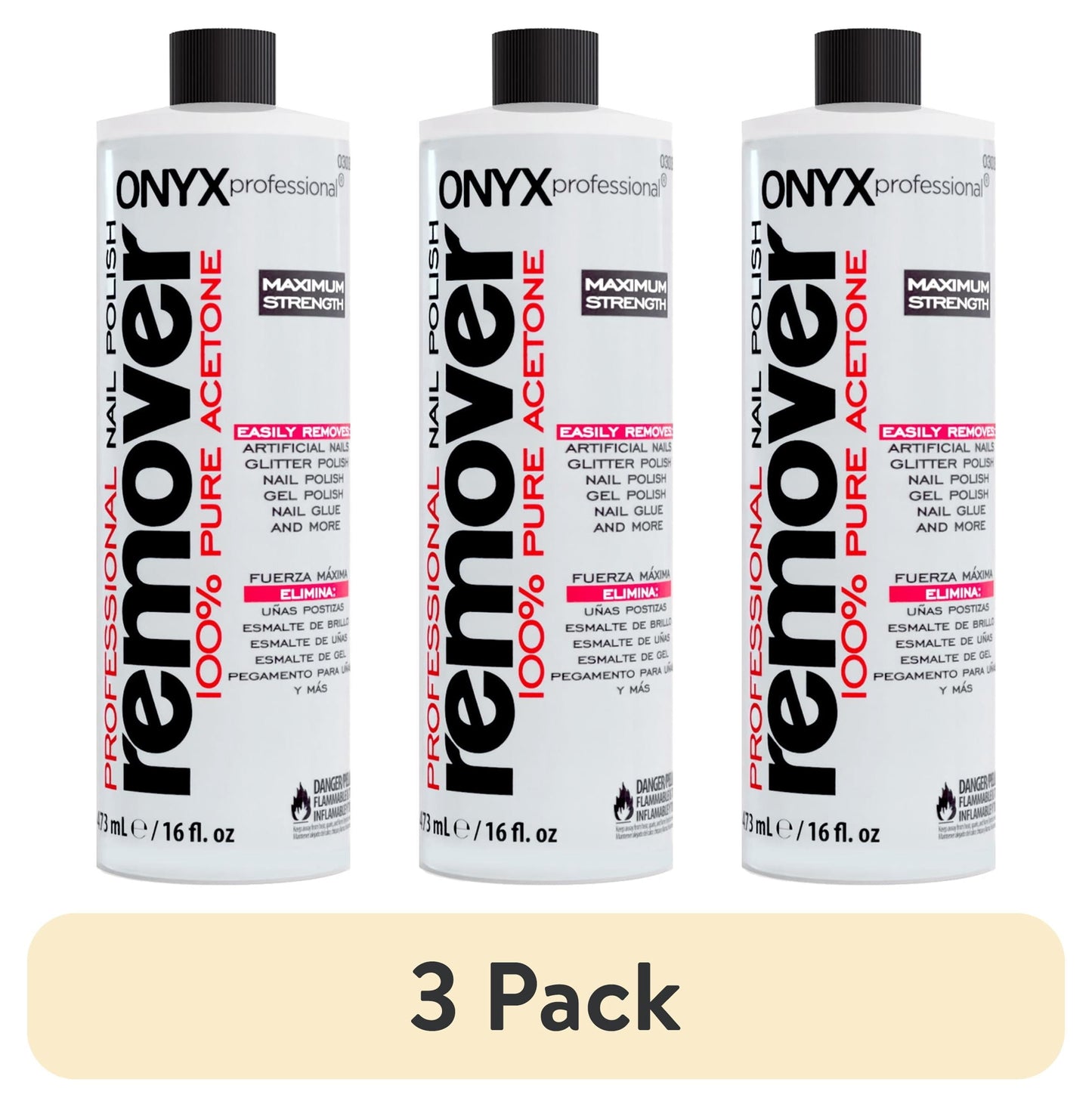 ONYX Professional 100% Acetone* Nail Polish Remover 16 fl oz