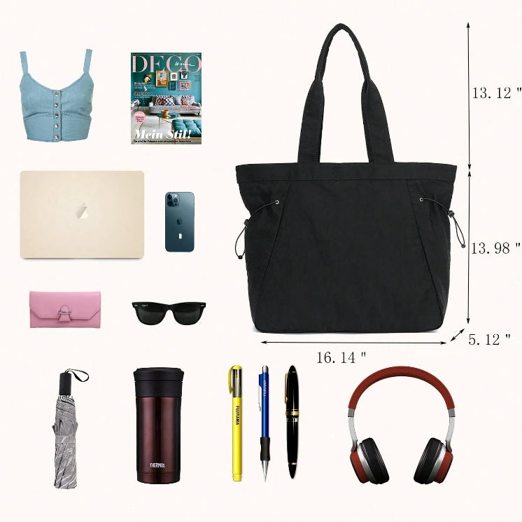 18L Side-Cinch Shopper Bags Lightweight Shoulder Bag Tote Handbag For Shopping Workout Beach Travel