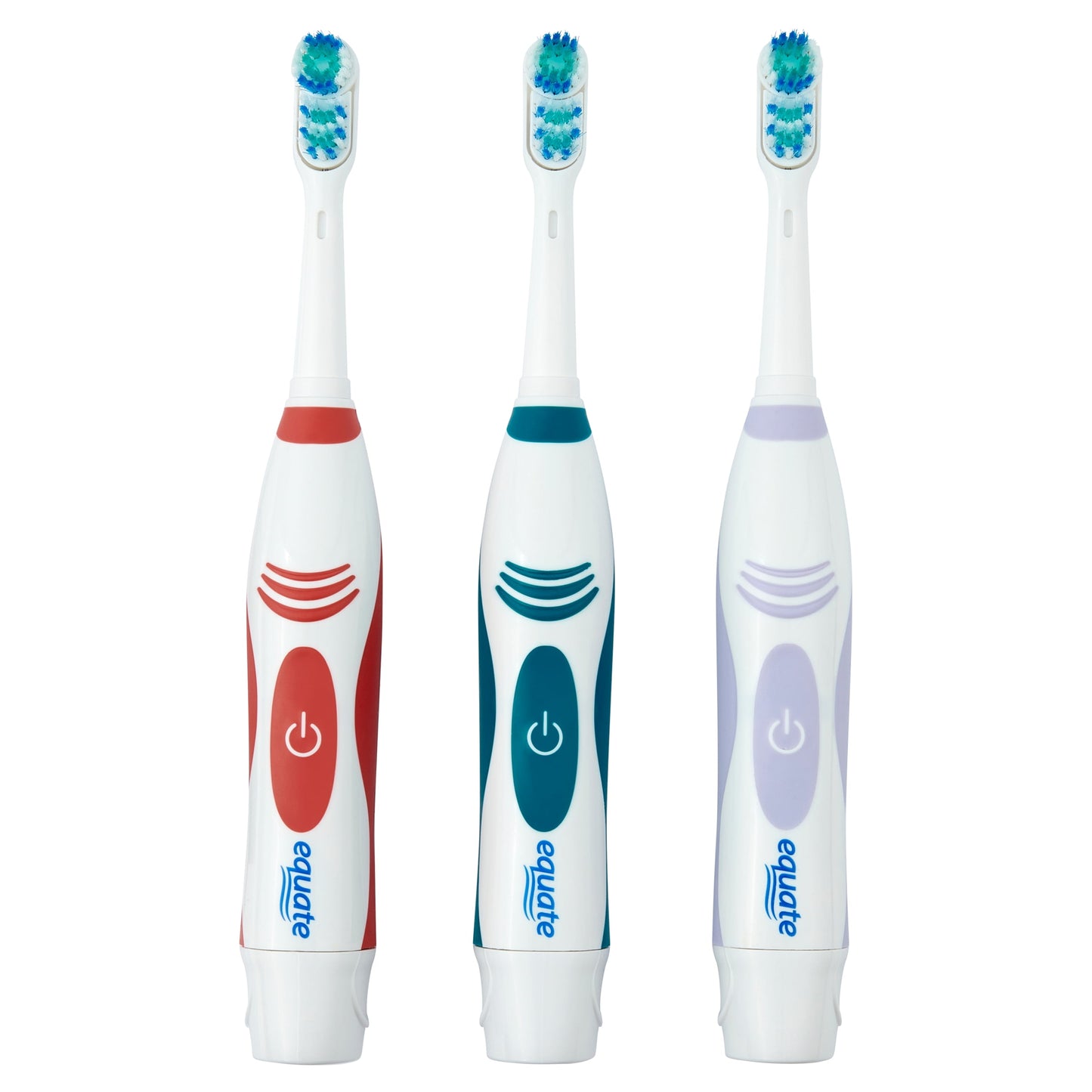 Equate Advanced Dual Action Battery-Powered Electric Toothbrush with 2 Replacement Heads, White