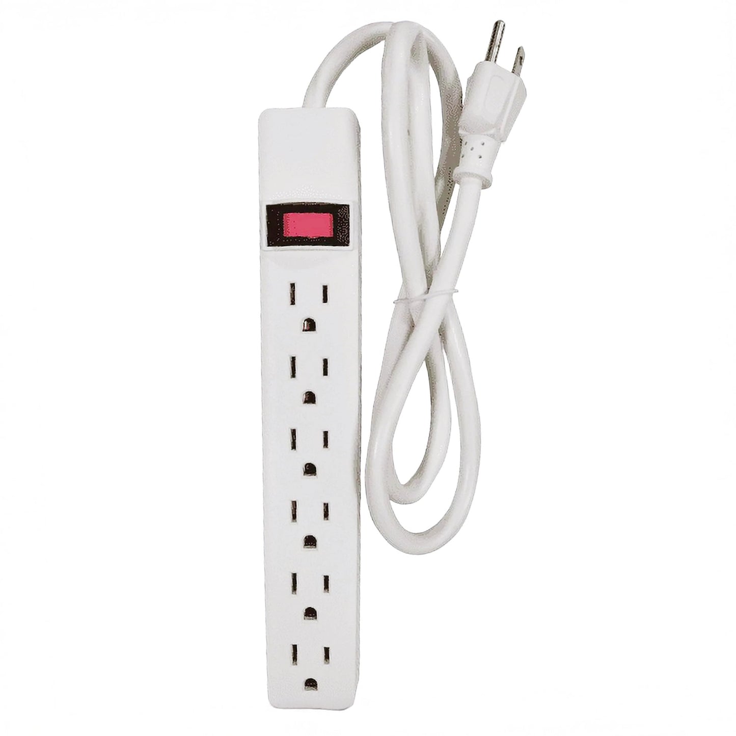 Hyper Tough 6-Outlet Indoor Power Strip with 2.5 ft Extension Cord, ETL Certified, White