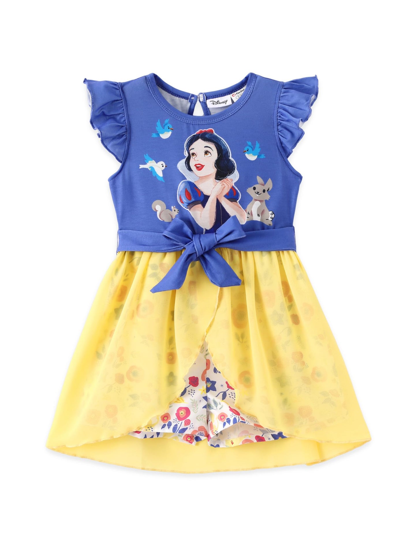 Disney Princess Frozen Elsa Minnie Mouse Stitch Toddler Girl Romper With Skirt Overlay Summer Jumpsuit with Bow 2-6 Years
