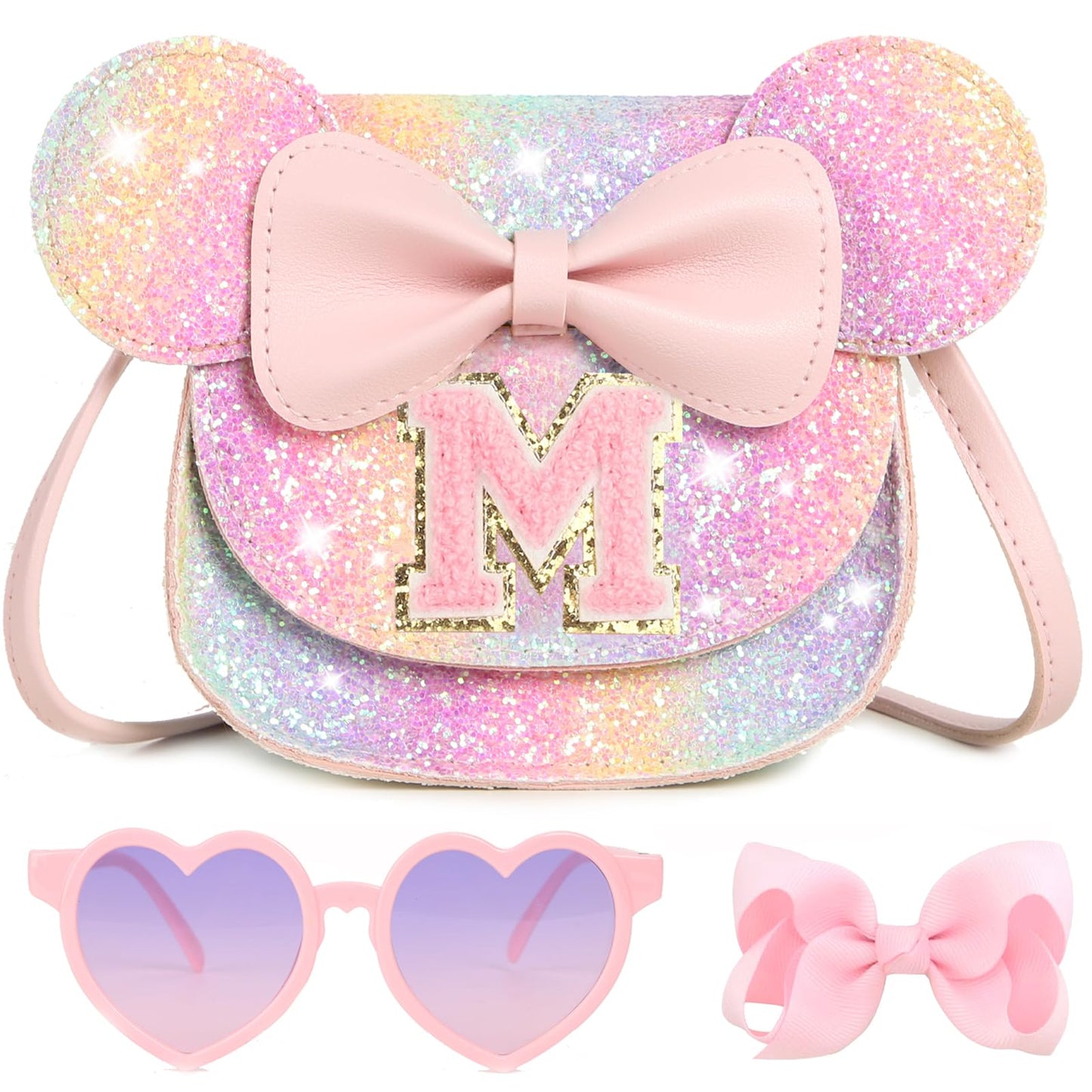 PRLINJSK Toddler Purse for Girls Birthday Gift, Little Girls Purse Kids Wallet Mouse Crossbody Bag Gift Set
