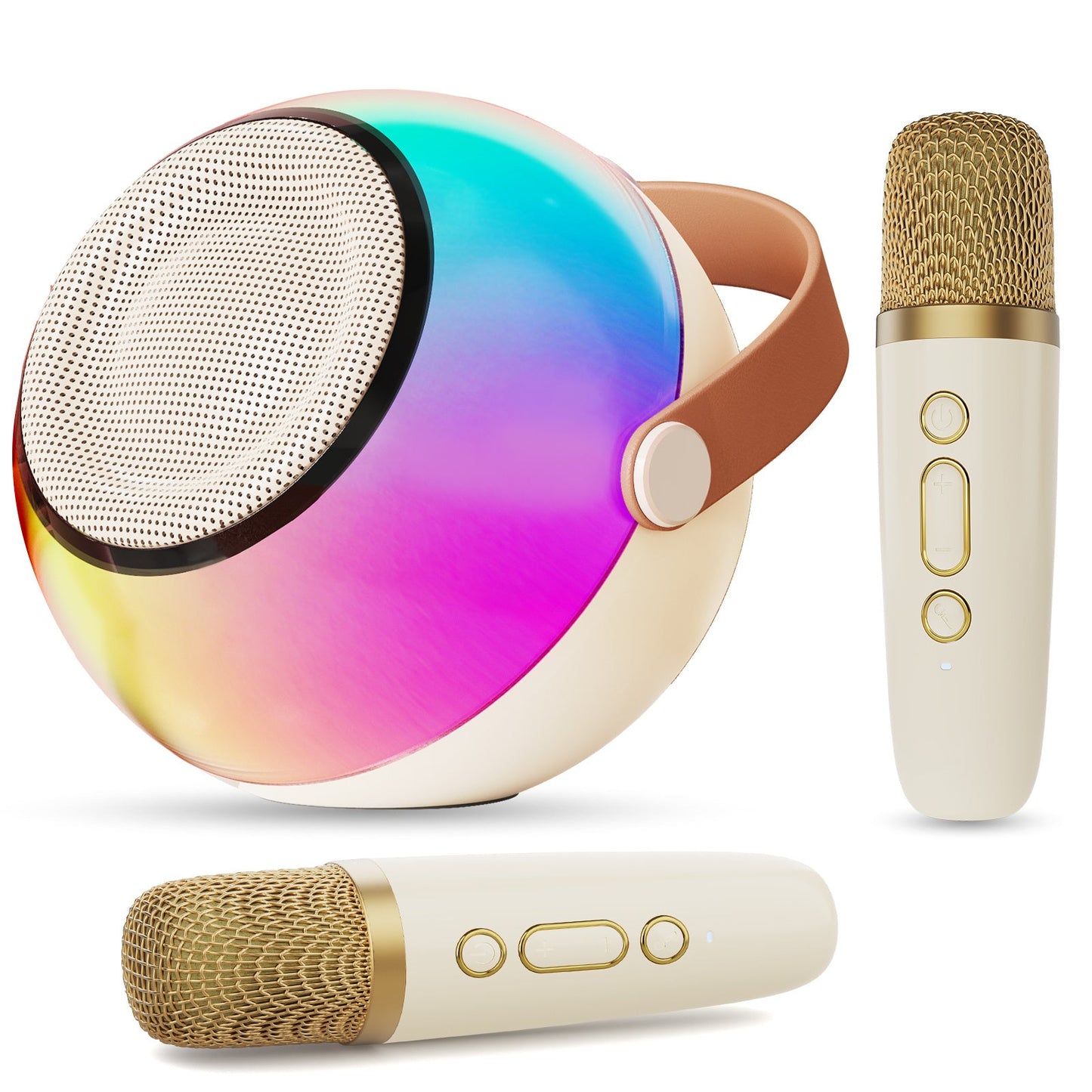 D25 Mini Karaoke Machine With Dazzling Lights And Wireless Microphones