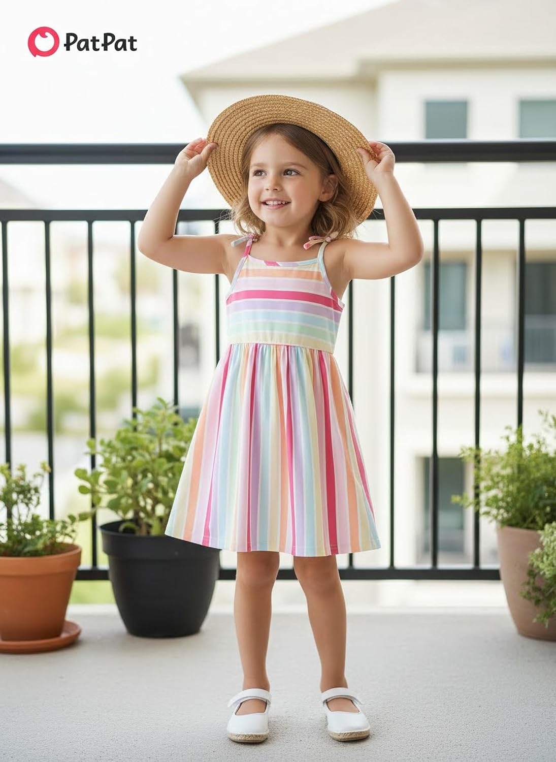 PATPAT Multipack Girl Toddler Dresses Sleeveless Flamingo Striped Toddler Casual Dresses Multicoloured