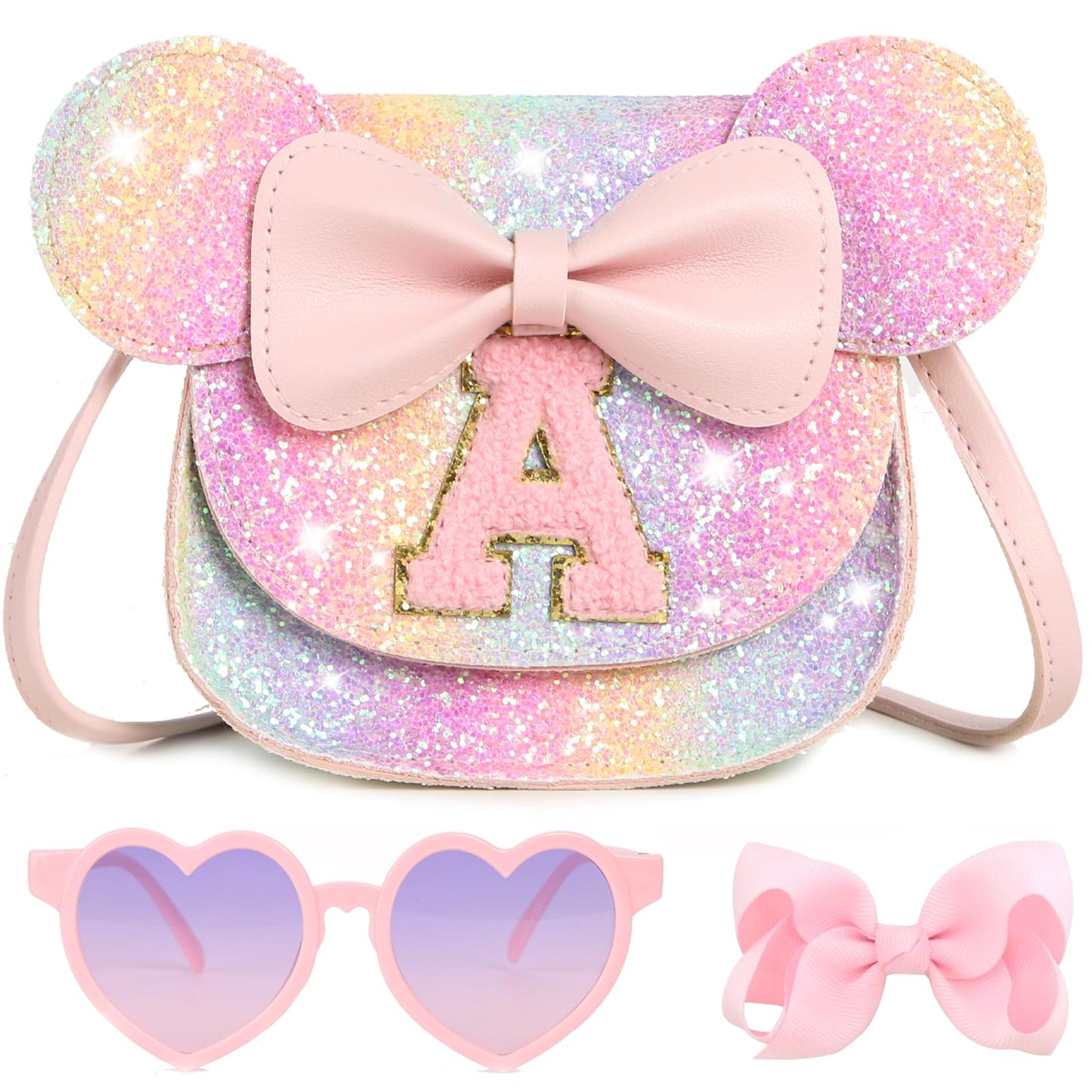 PRLINJSK Toddler Purse for Girls Birthday Gift, Little Girls Purse Kids Wallet Mouse Crossbody Bag Gift Set