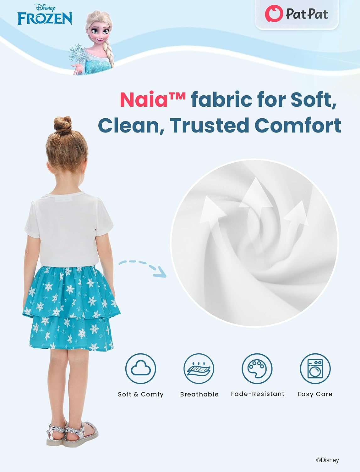 Disney Frozen Elsa Stitch Minnie Princess Toddler Girls' T-Shirt & Double Ruffle Skirt 2 Piece Outfit Summer Clothes Set 2-9Y