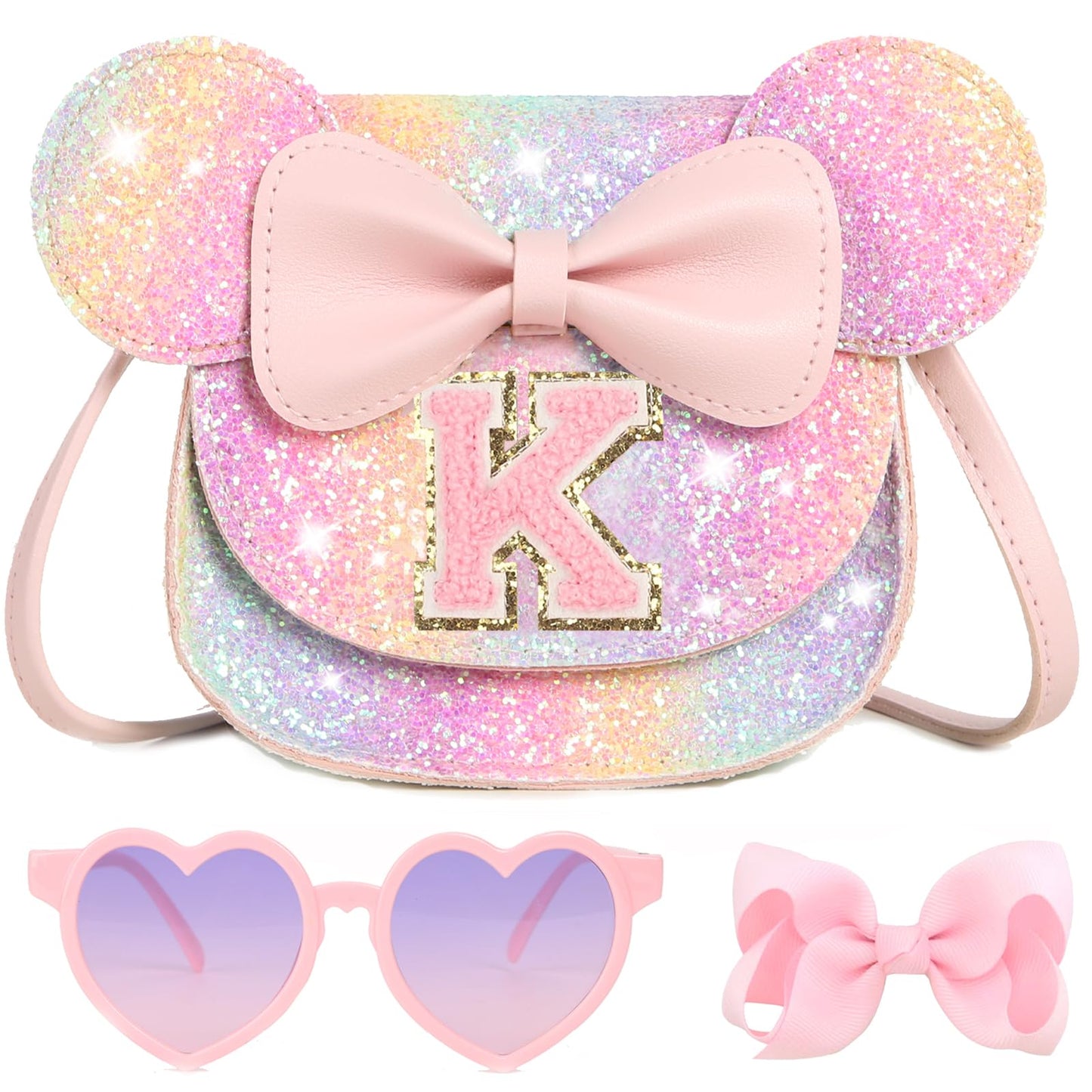 PRLINJSK Toddler Purse for Girls Birthday Gift, Little Girls Purse Kids Wallet Mouse Crossbody Bag Gift Set