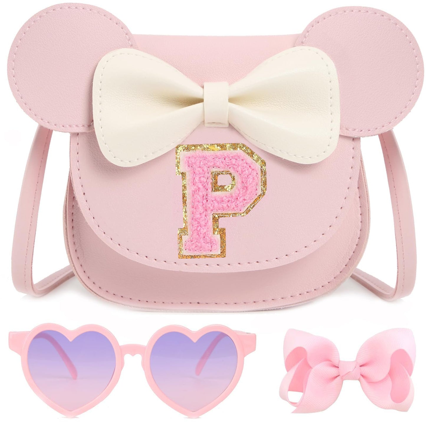 PRLINJSK Toddler Purse for Girls Birthday Gift, Little Girls Purse Kids Wallet Mouse Crossbody Bag Gift Set