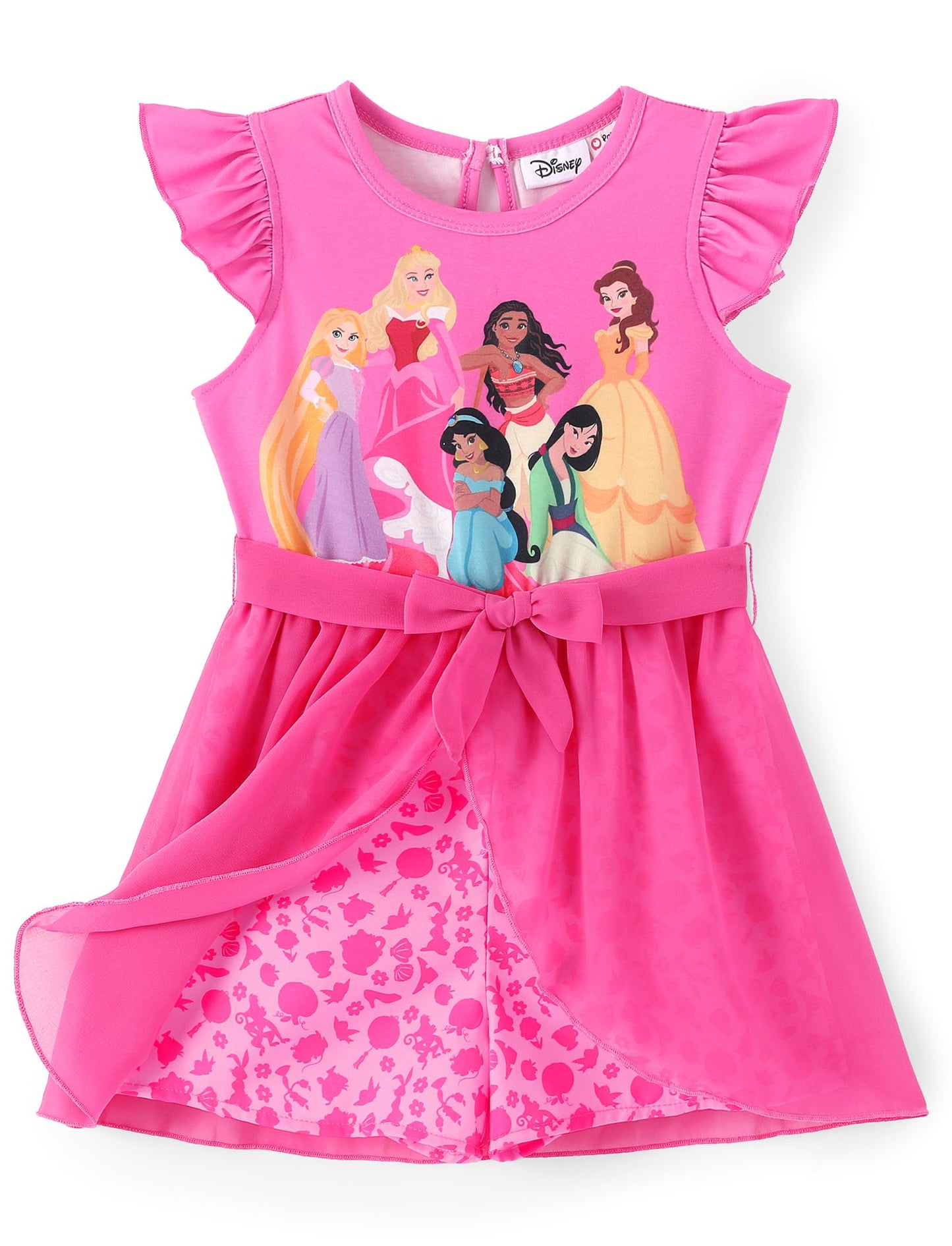 Disney Princess Frozen Elsa Minnie Mouse Stitch Toddler Girl Romper With Skirt Overlay Summer Jumpsuit with Bow 2-6 Years