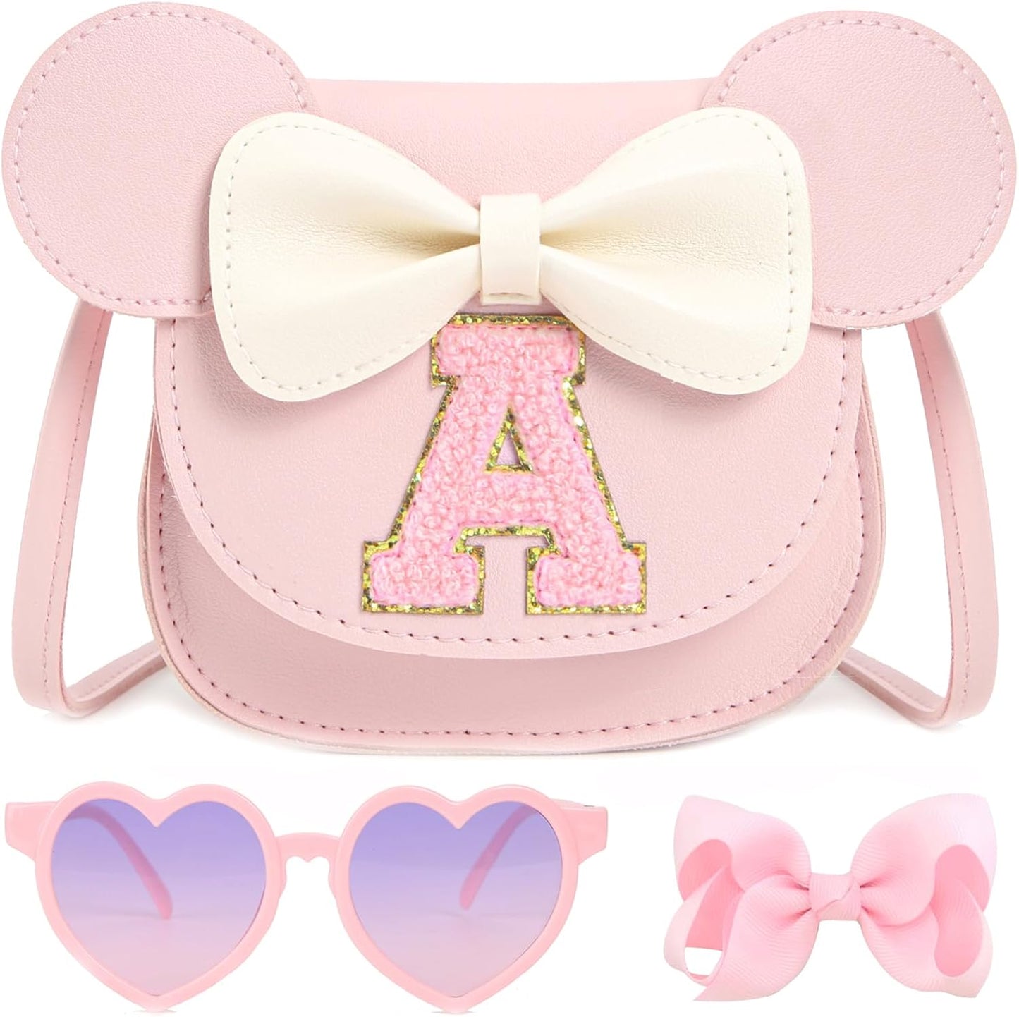 PRLINJSK Toddler Purse for Girls Birthday Gift, Little Girls Purse Kids Wallet Mouse Crossbody Bag Gift Set