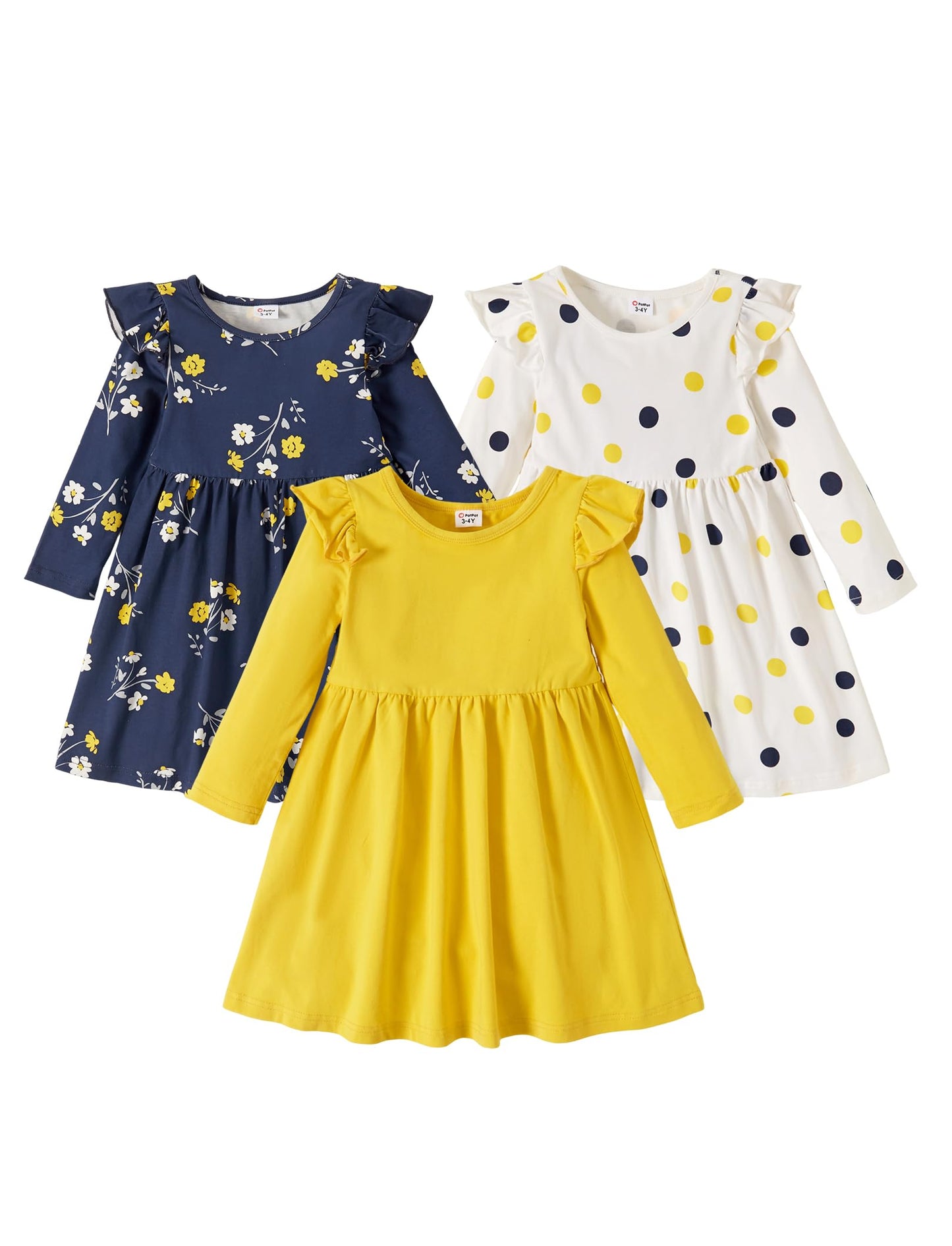 PATPAT Multipack Girl Toddler Dresses Sleeveless Flamingo Striped Toddler Casual Dresses Multicoloured