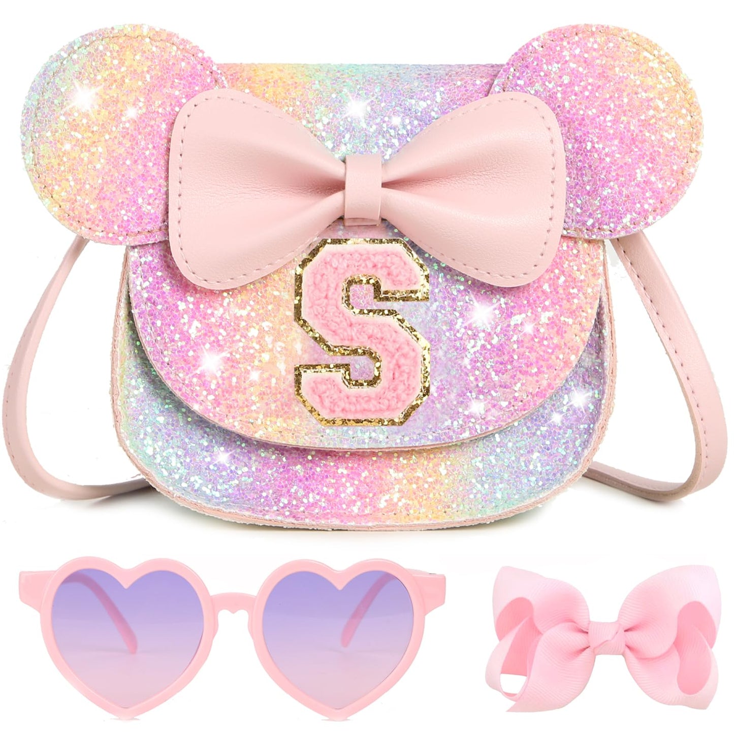 PRLINJSK Toddler Purse for Girls Birthday Gift, Little Girls Purse Kids Wallet Mouse Crossbody Bag Gift Set