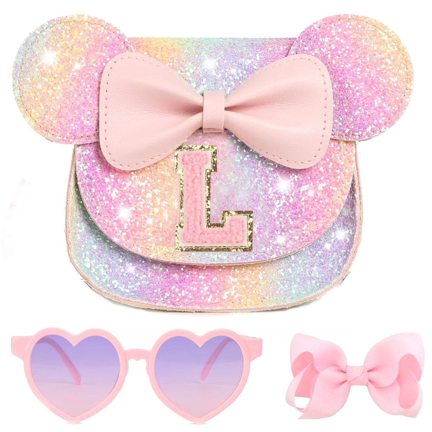 PRLINJSK Toddler Purse for Girls Birthday Gift, Little Girls Purse Kids Wallet Mouse Crossbody Bag Gift Set