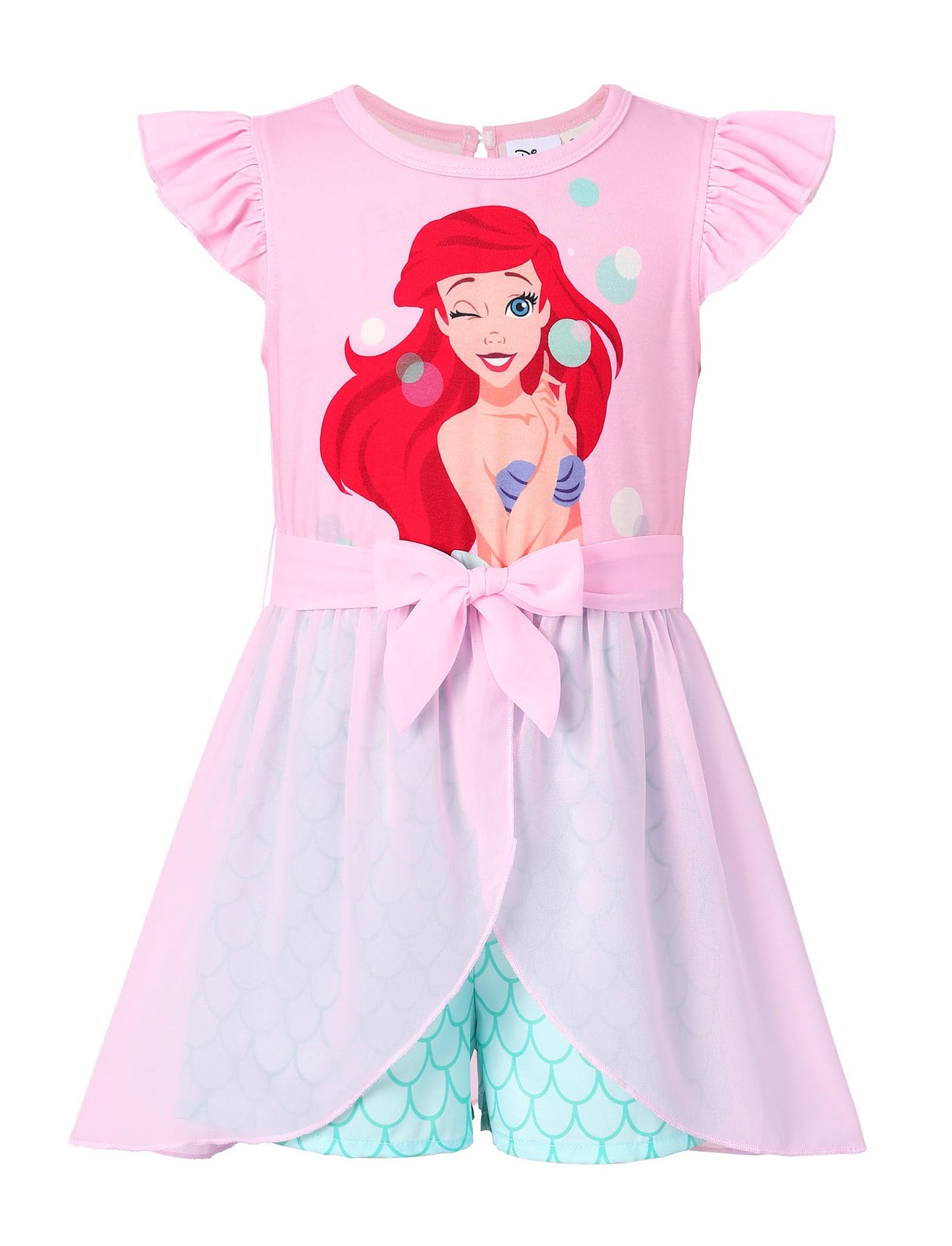 Disney Princess Frozen Elsa Minnie Mouse Stitch Toddler Girl Romper With Skirt Overlay Summer Jumpsuit with Bow 2-6 Years