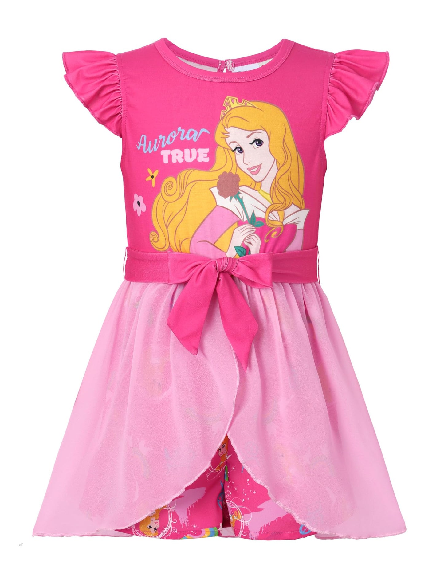 Disney Princess Frozen Elsa Minnie Mouse Stitch Toddler Girl Romper With Skirt Overlay Summer Jumpsuit with Bow 2-6 Years