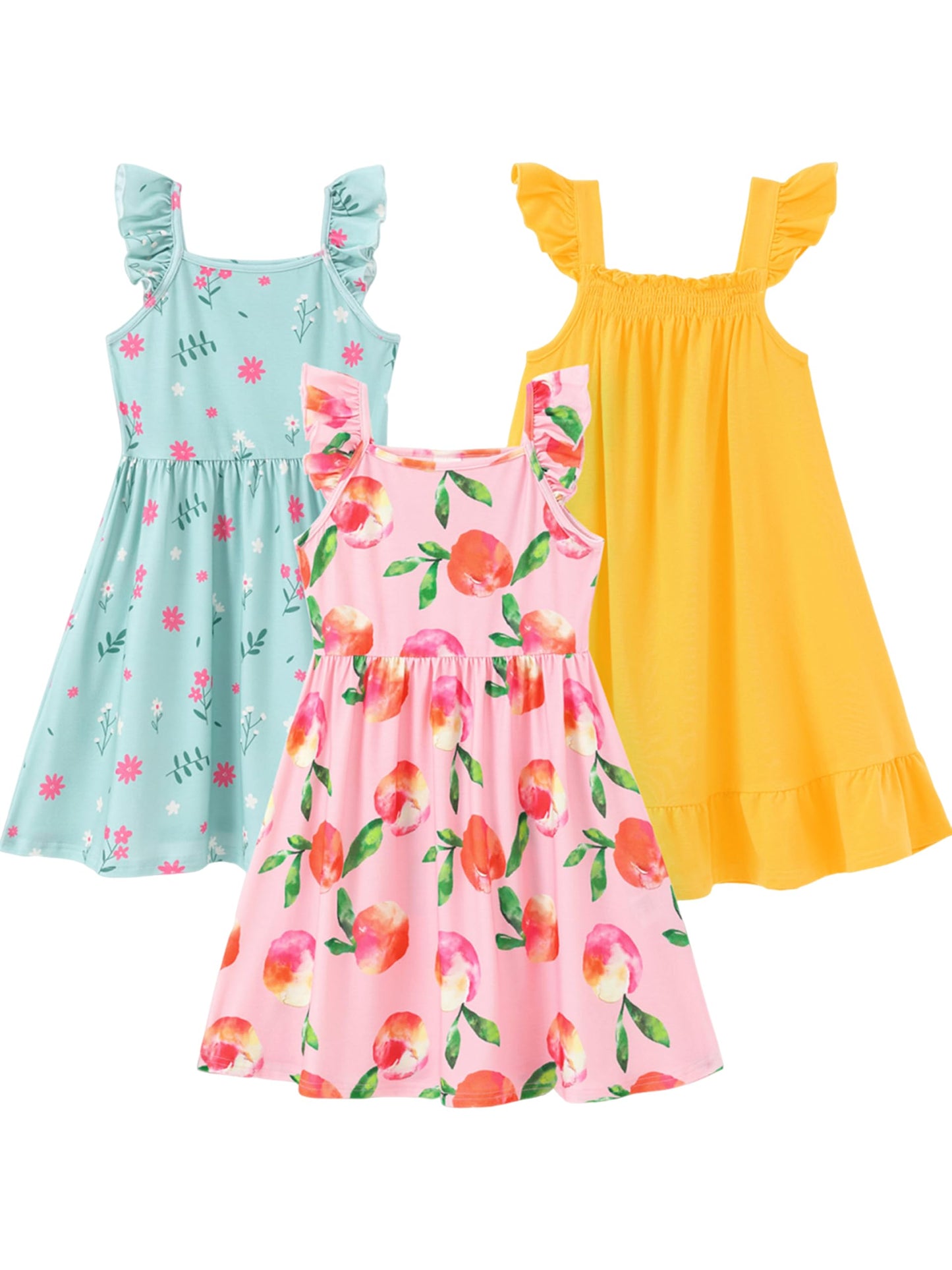 PATPAT Multipack Girl Toddler Dresses Sleeveless Flamingo Striped Toddler Casual Dresses Multicoloured