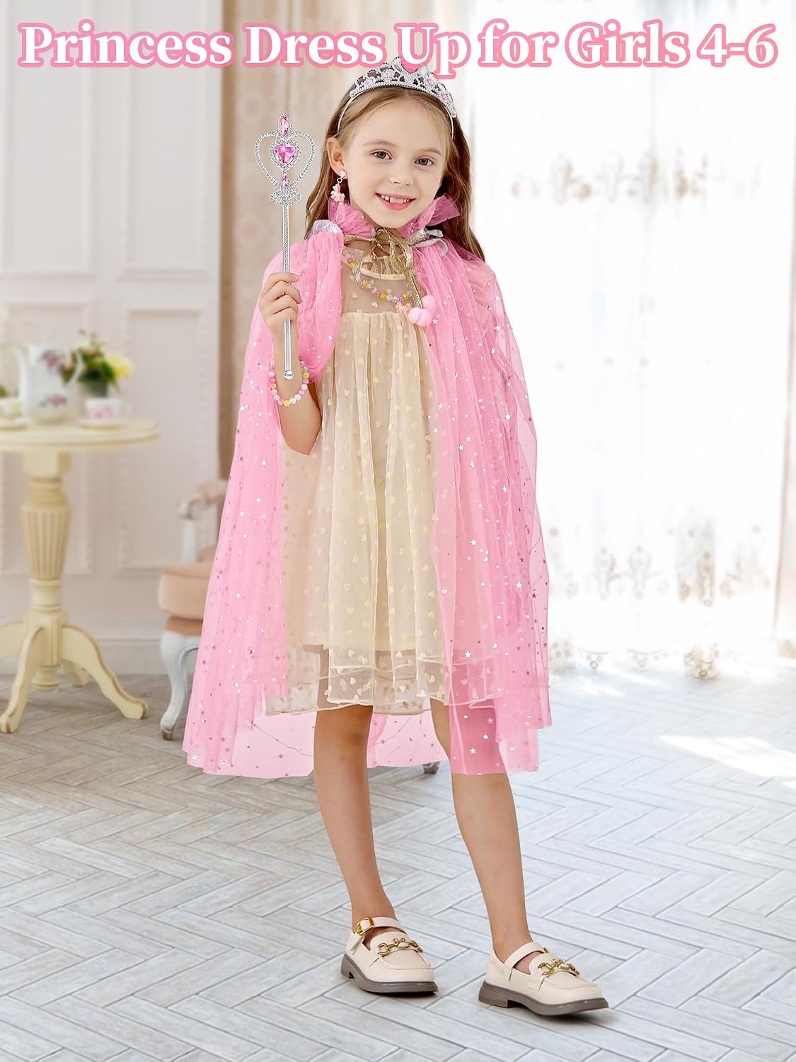 Light Up Princess Dress Up for Girls 3 4 5 6, Toddlers Dress Up Clothes, Princess Toy for Kids Birthday Gift