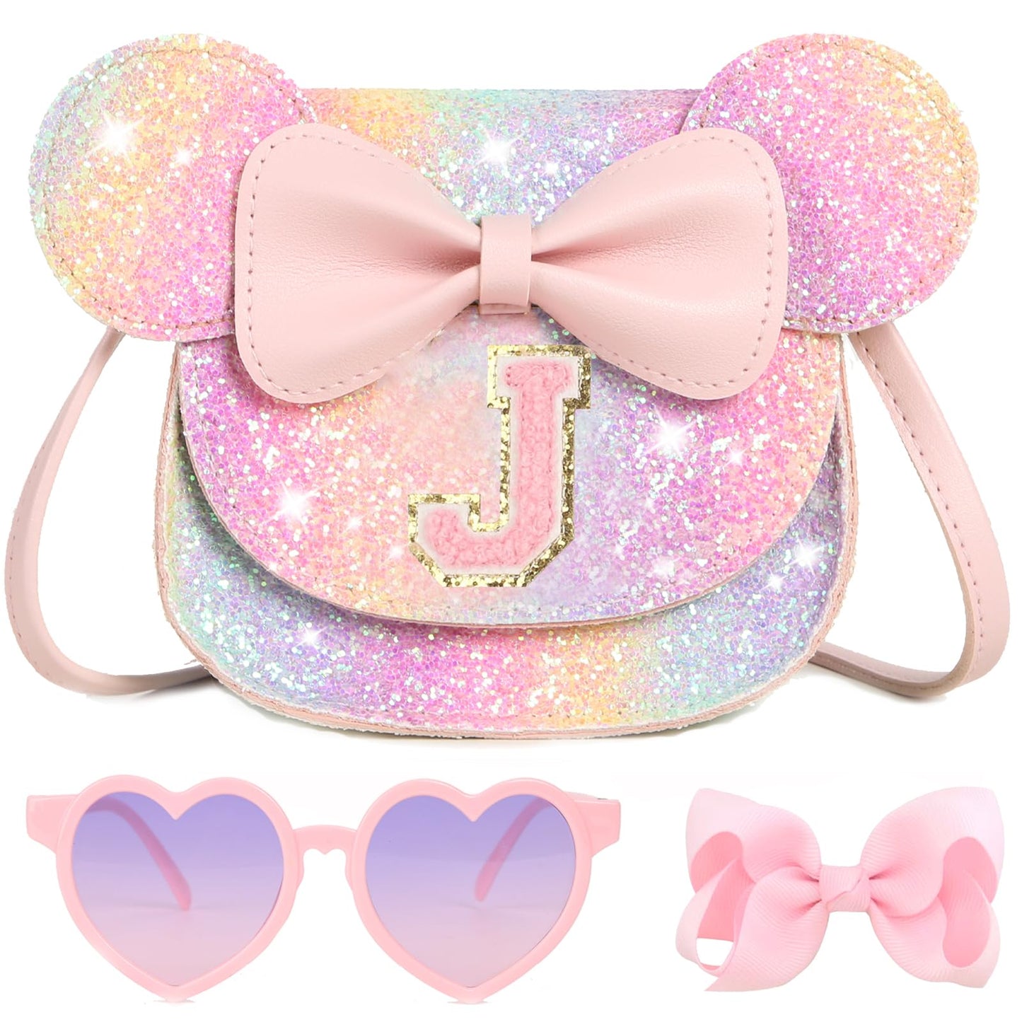 PRLINJSK Toddler Purse for Girls Birthday Gift, Little Girls Purse Kids Wallet Mouse Crossbody Bag Gift Set