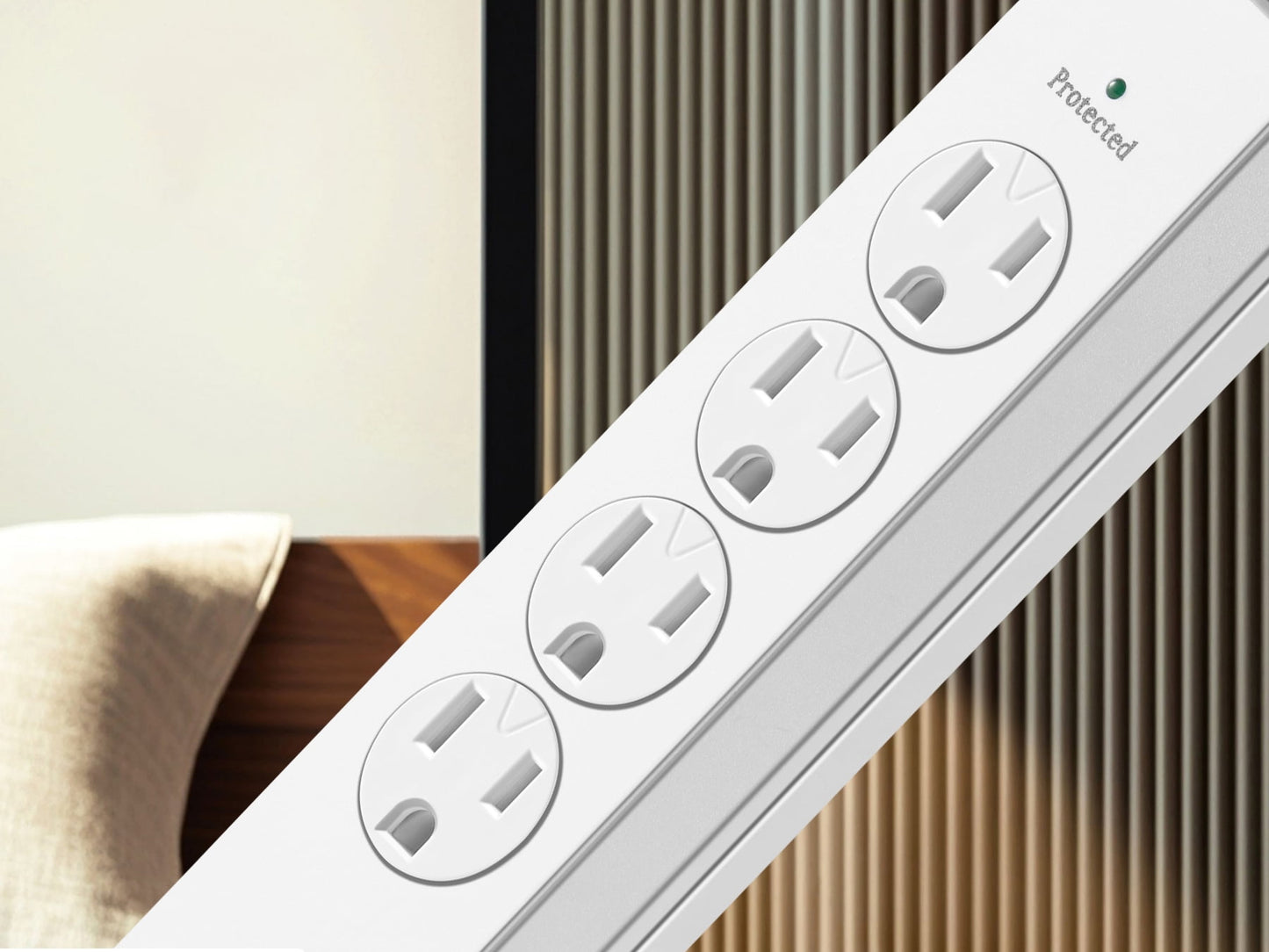 Hyper Tough Surge Protector Power Strip with USB, 4 Outlets, 10 ft Braided Extension Cord, White