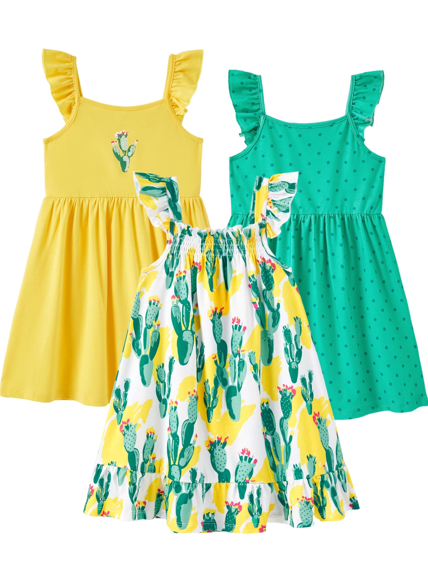 PATPAT Multipack Girl Toddler Dresses Sleeveless Flamingo Striped Toddler Casual Dresses Multicoloured