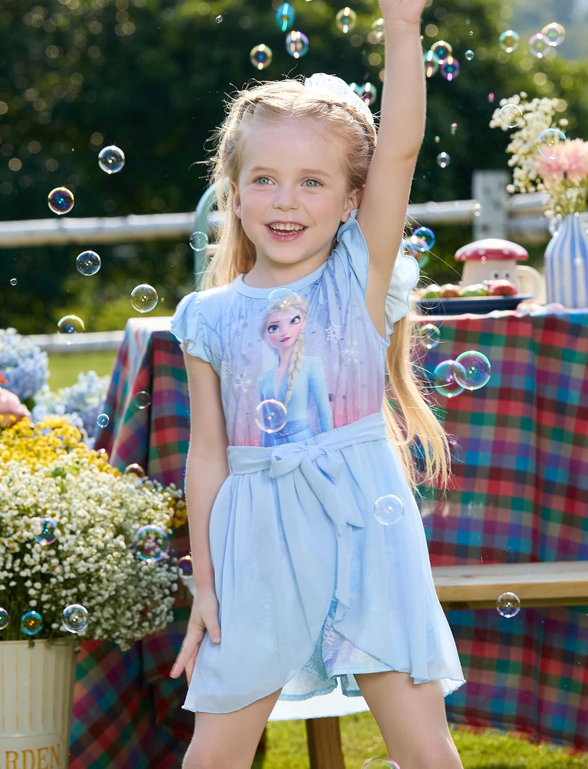 Disney Princess Frozen Elsa Minnie Mouse Stitch Toddler Girl Romper With Skirt Overlay Summer Jumpsuit with Bow 2-6 Years