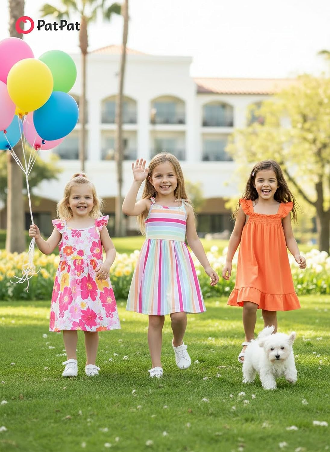 PATPAT Multipack Girl Toddler Dresses Sleeveless Flamingo Striped Toddler Casual Dresses Multicoloured