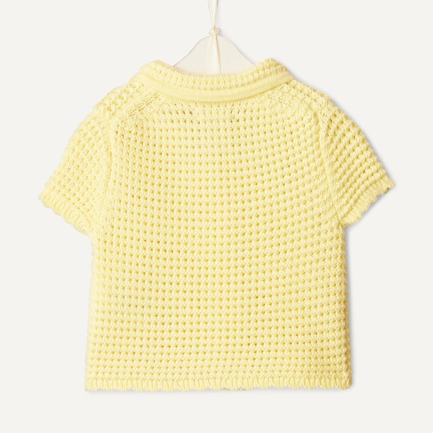 Amazon Essentials x Sofia Grainge Toddlers and Baby Girls' Cotton Short Sleeve Button Front Sweater with Peter Pan Collar