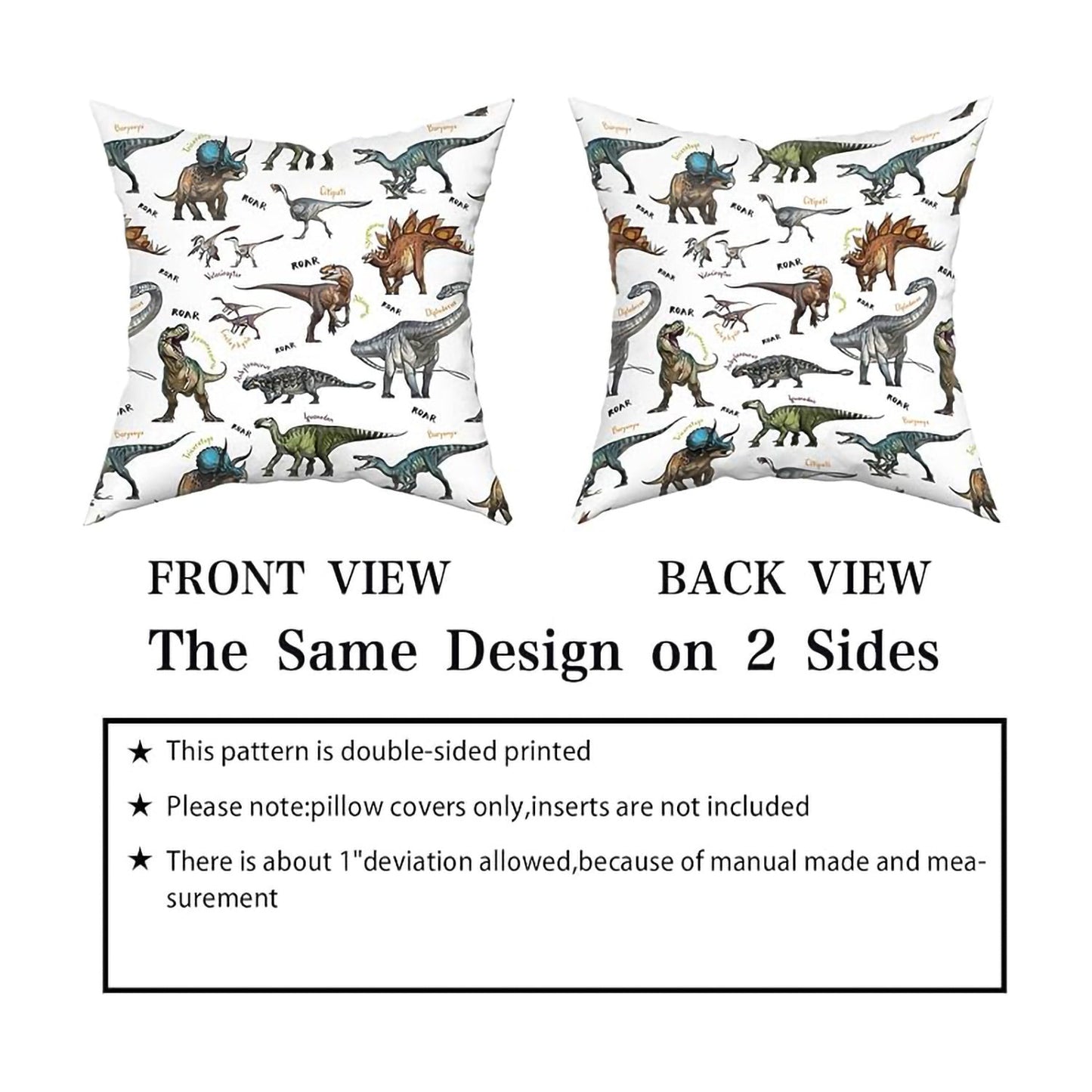 Wild Dinosaur Pillow Cover - Animal Dinosaur Pillowcase Tyrannosaurus Rex Brachiosaurus Dinosaur Pillowcase Square 18x18 Suitable For Boys' Room Home Decoration - EBS PLATFORM INC.