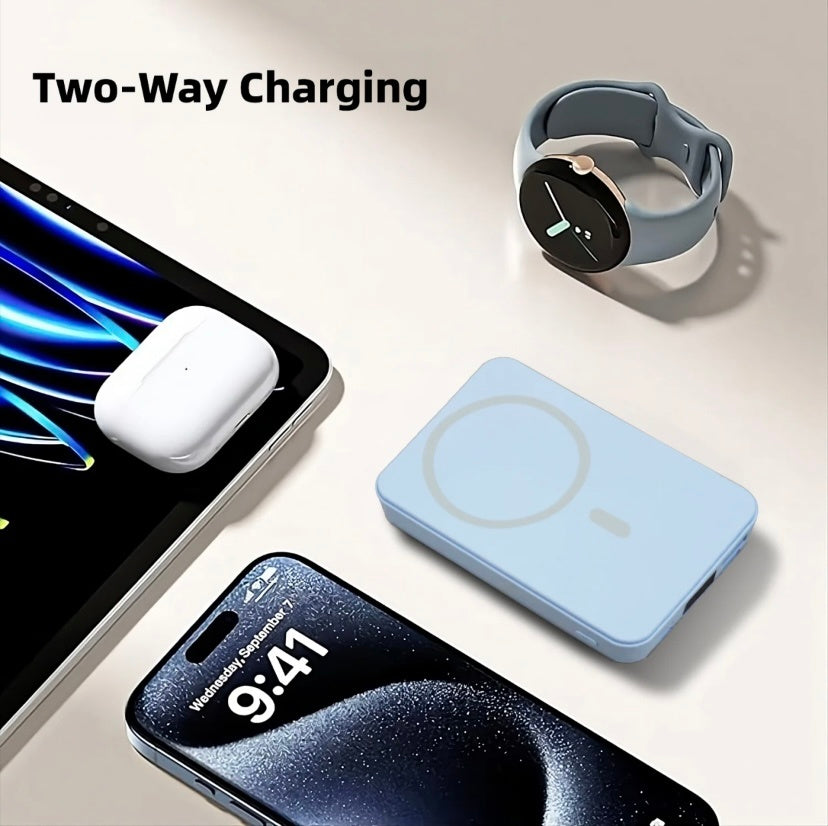 Power Bank Magnetic Portable Wireless FastCharger 10000mAh Type - C Cable LEDDisplay 22.5W PD Fast Charging LightingMag-Safe Battery Pack For IPhone15 14 13 12 Mini Pro Pro Max Devices Digital