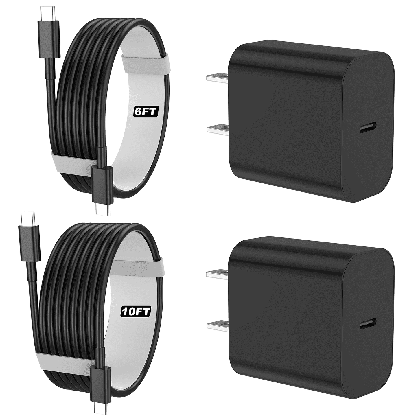 IPhone 17 16 15 Charger, 2 Pack PD 20W Adapter Wall Fast Charger with 6&10ft White USB C Cable Compatible with iPhone 17 16/15/ipad and more