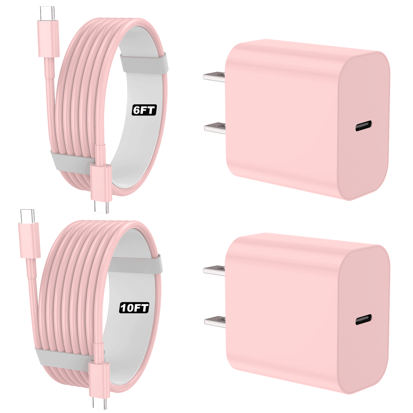 IPhone 17 16 15 Charger, 2 Pack PD 20W Adapter Wall Fast Charger with 6&10ft White USB C Cable Compatible with iPhone 17 16/15/ipad and more