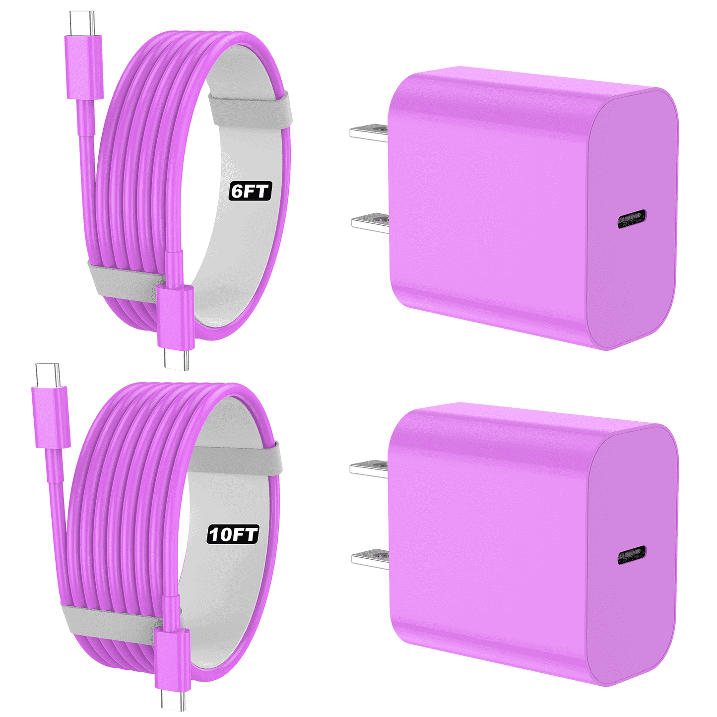 IPhone 17 16 15 Charger, 2 Pack PD 20W Adapter Wall Fast Charger with 6&10ft White USB C Cable Compatible with iPhone 17 16/15/ipad and more