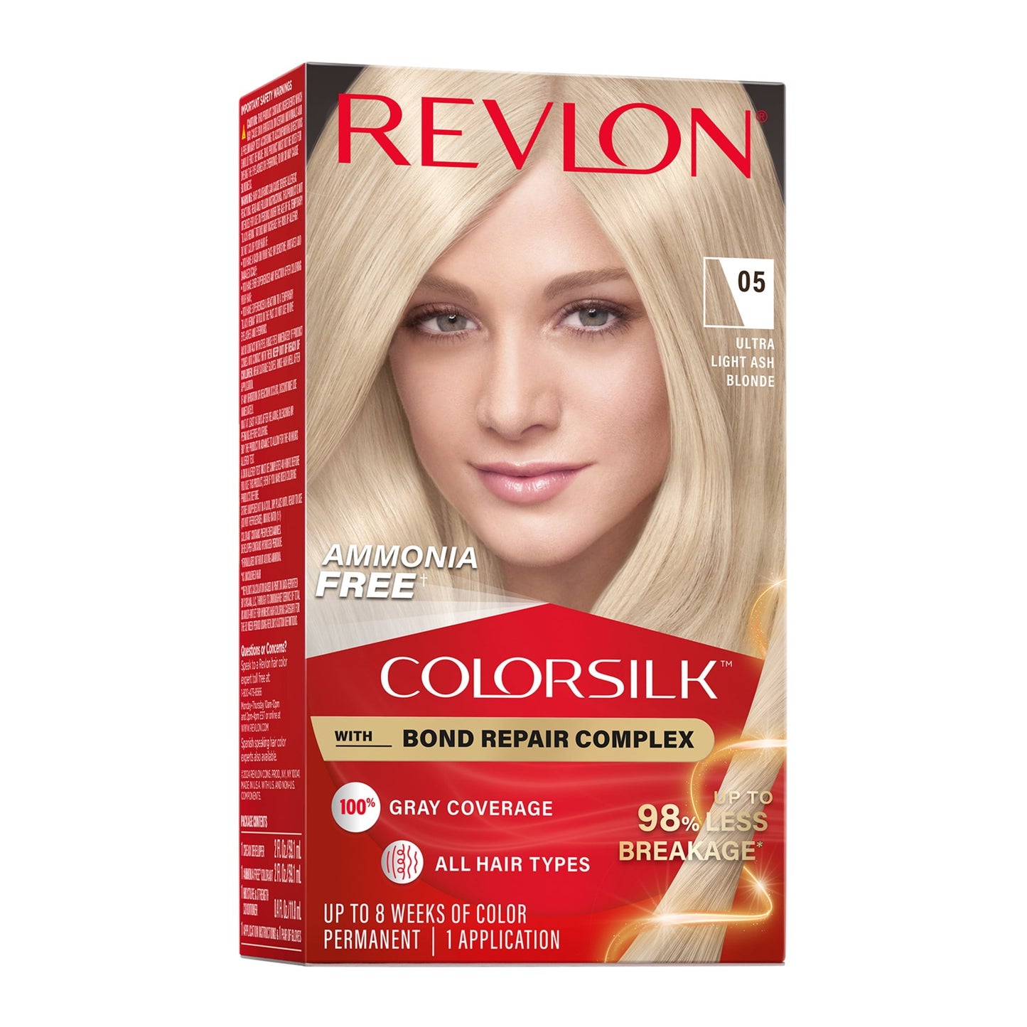Revlon ColorSilk Permanent Hair Color, Bond Repair Complex, 45 Bright Auburn, 1 pack