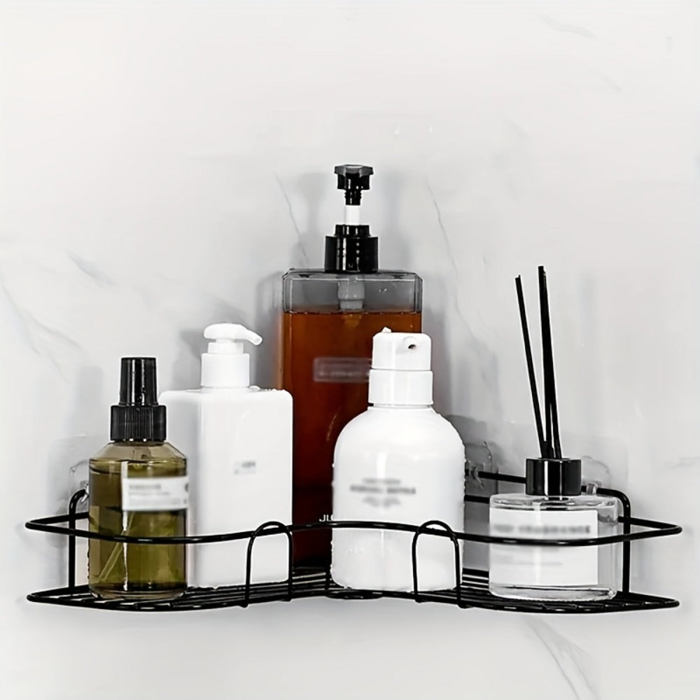 1pc Wall Mounted Bathroom Shelf, Shower Caddy Rack, No Punching Triangle Storage Rack For Bathroom Kitchen, Bathroom Accessories - EBS PLATFORM INC.