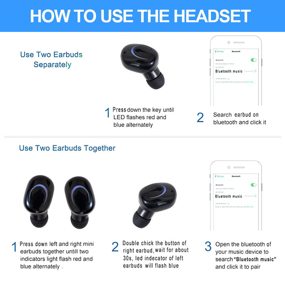Bluetooth 5.3 Headphones In Ear Wireless TWS Sport Headphones IPX-5 With Microphone De - EBS PLATFORM INC.