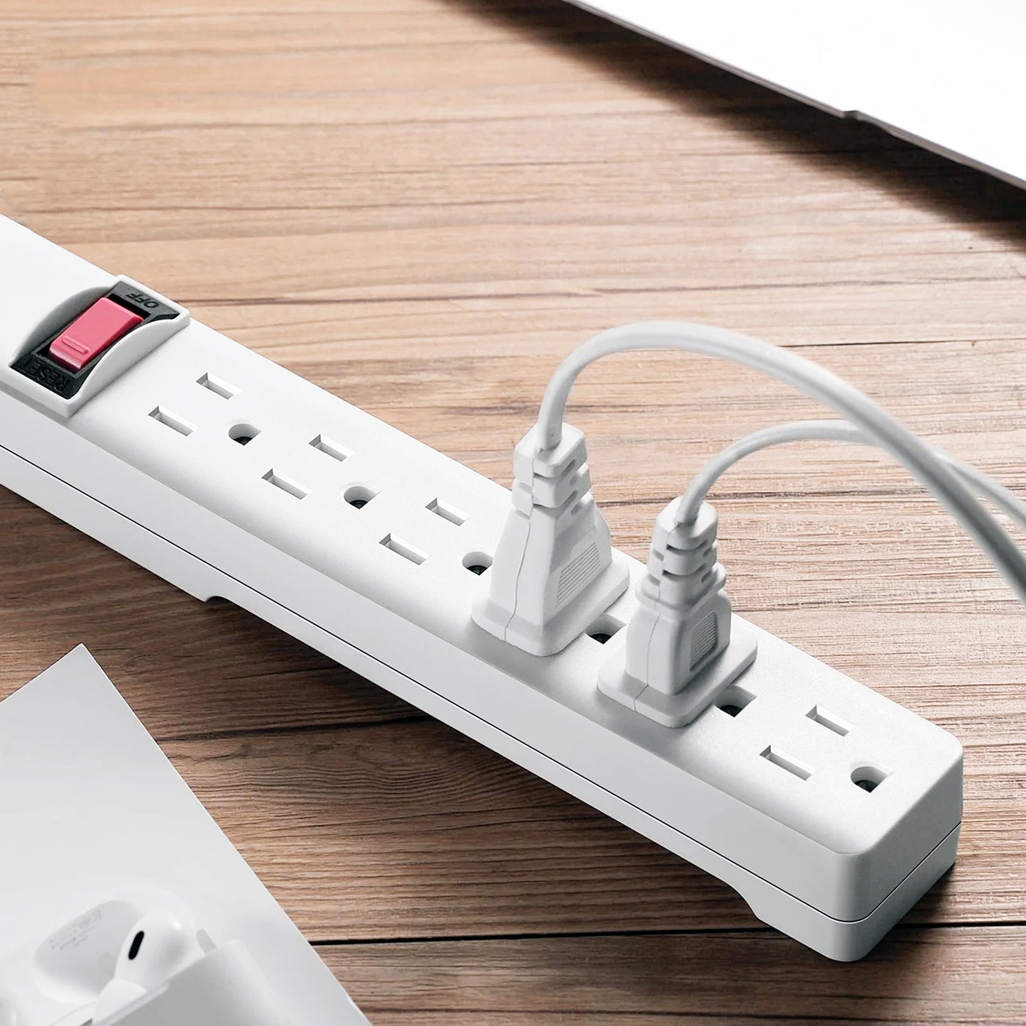 Hyper Tough 6-Outlet Indoor Power Strip with 2.5 ft Extension Cord, ETL Certified, White