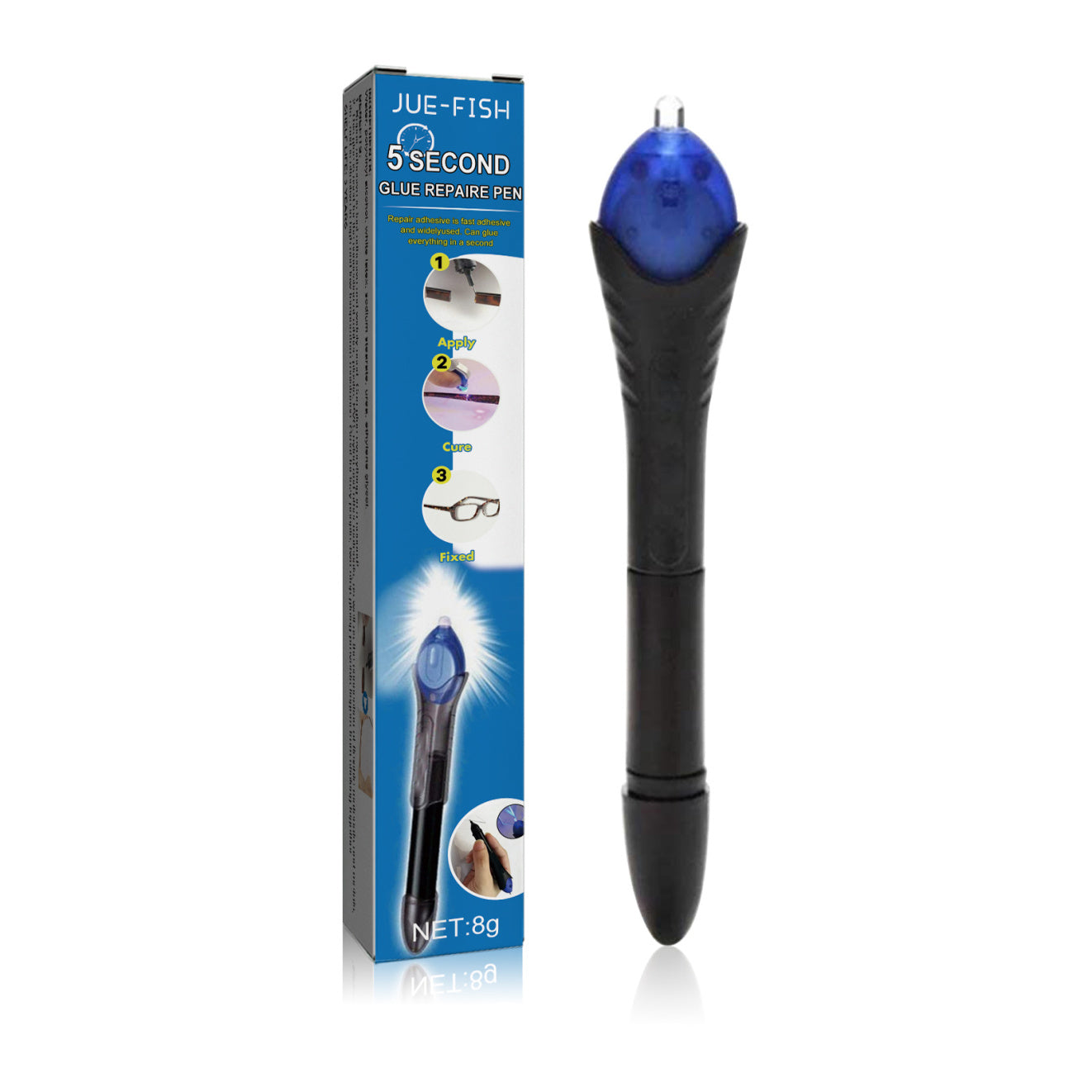 Jue-Fish UV Cure Glue Pen 5 Seconds Repair Plastic Ceramic Cable Adhesive High And Low Temperature Resistance