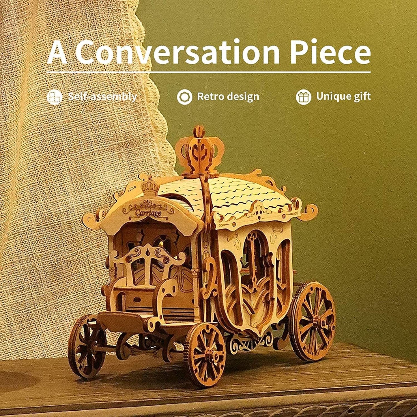 Robotime Rolife Vintage Car Model 3D Wooden Puzzle Toys For Chilidren Kids - EBS PLATFORM INC.
