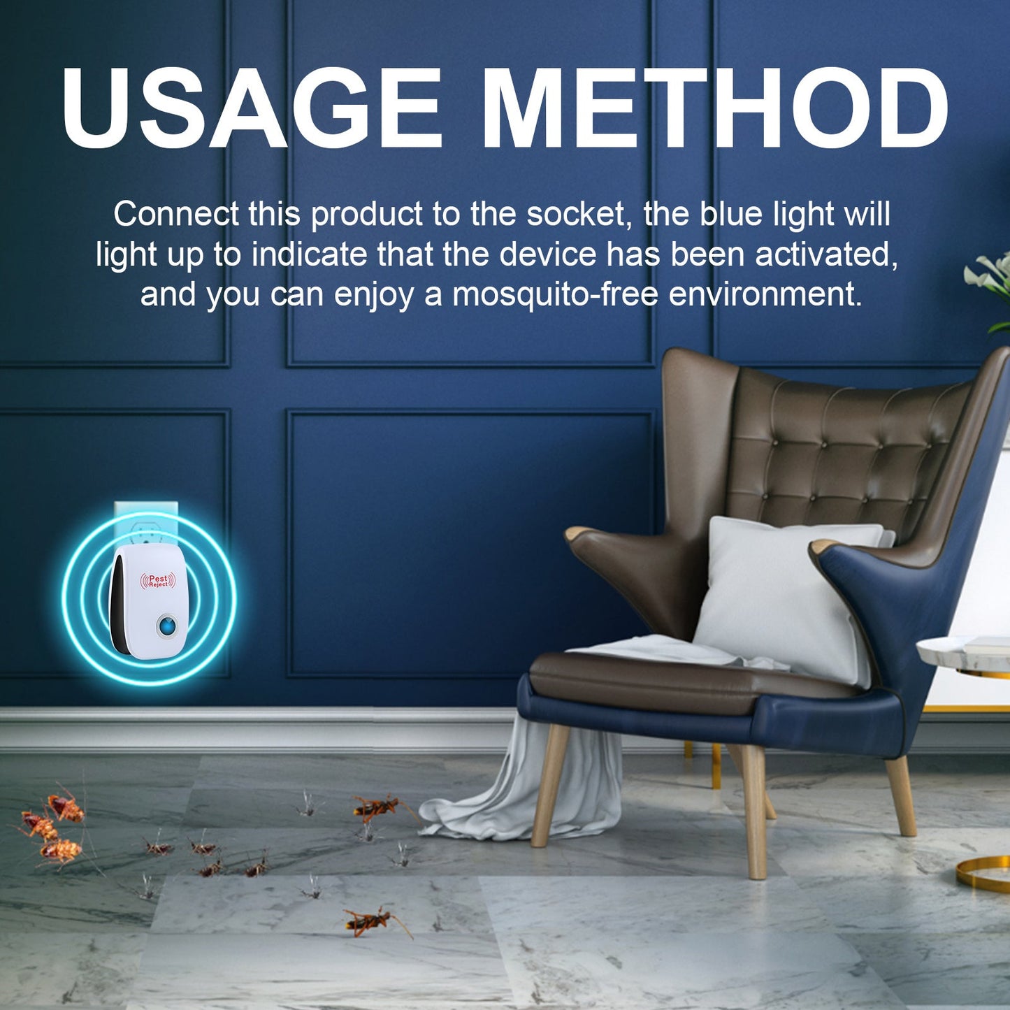 Jue-Fish Ultrasonic Pest Repeller, Mosquito Repellent Household Mosquito Repellent Cockroach Repellent Mouse Repellent Plug-In Intelligent Night Light - EBS PLATFORM INC.