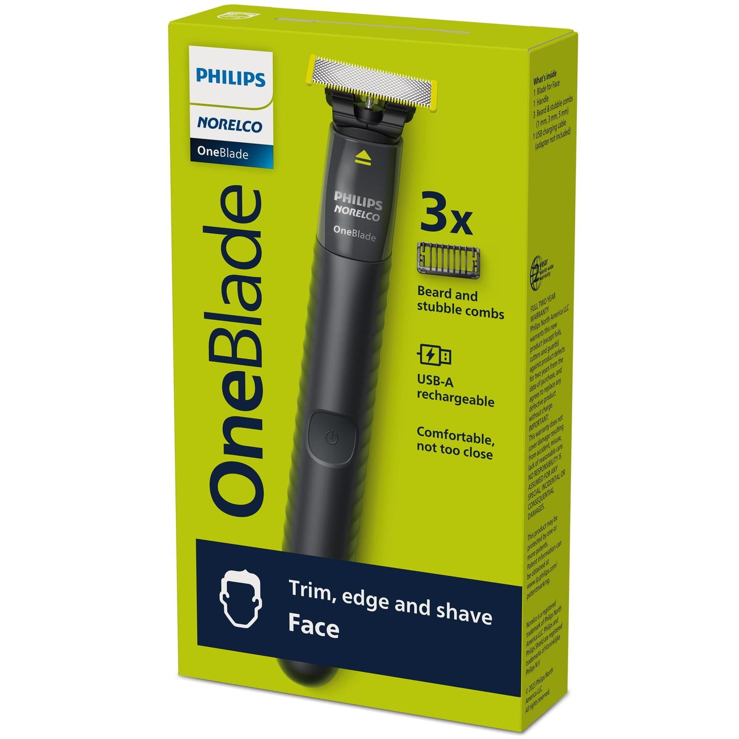Philips Norelco Oneblade Original Face, Powered Electric Shaver and Trimmer, QP1424/70
