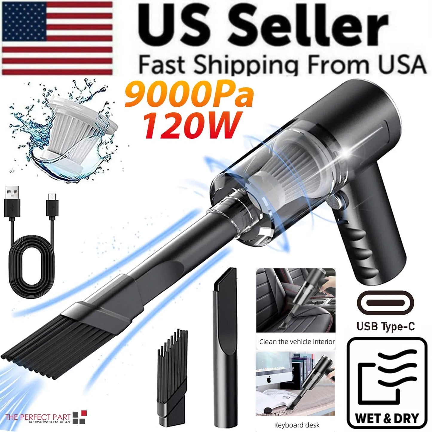 120W Cordless Handheld Vacuum Cleaner Small Mini Portable Car Auto Home Wireless - EBS PLATFORM INC.