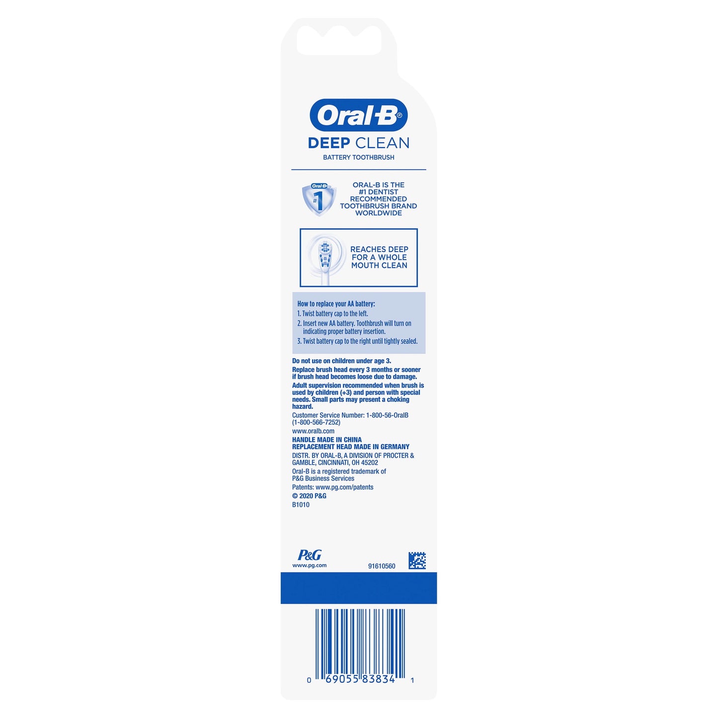 Oral-B Toothbrush, Complete Battery Powered Electric Toothbrush, 1 Count, Full Head, for Adults and Children 3+