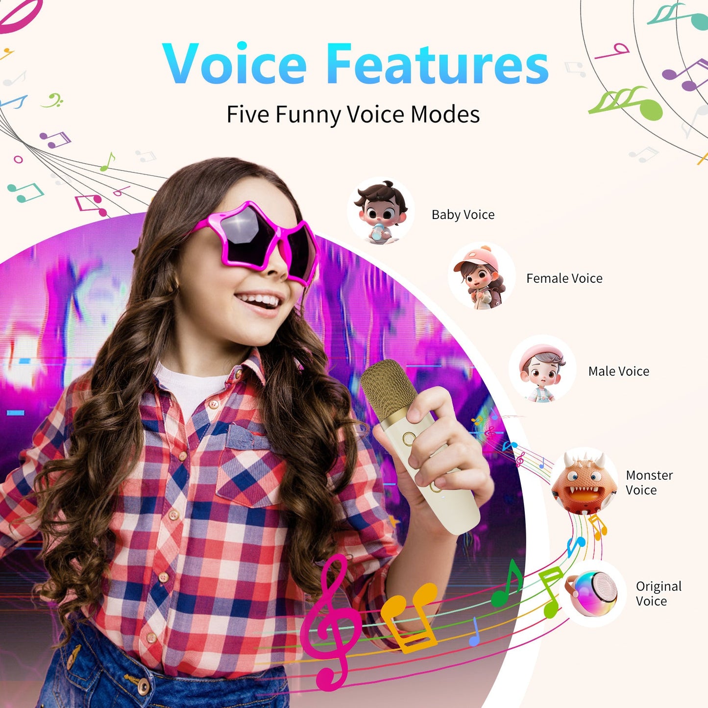 D25 Mini Karaoke Machine With Dazzling Lights And Wireless Microphones