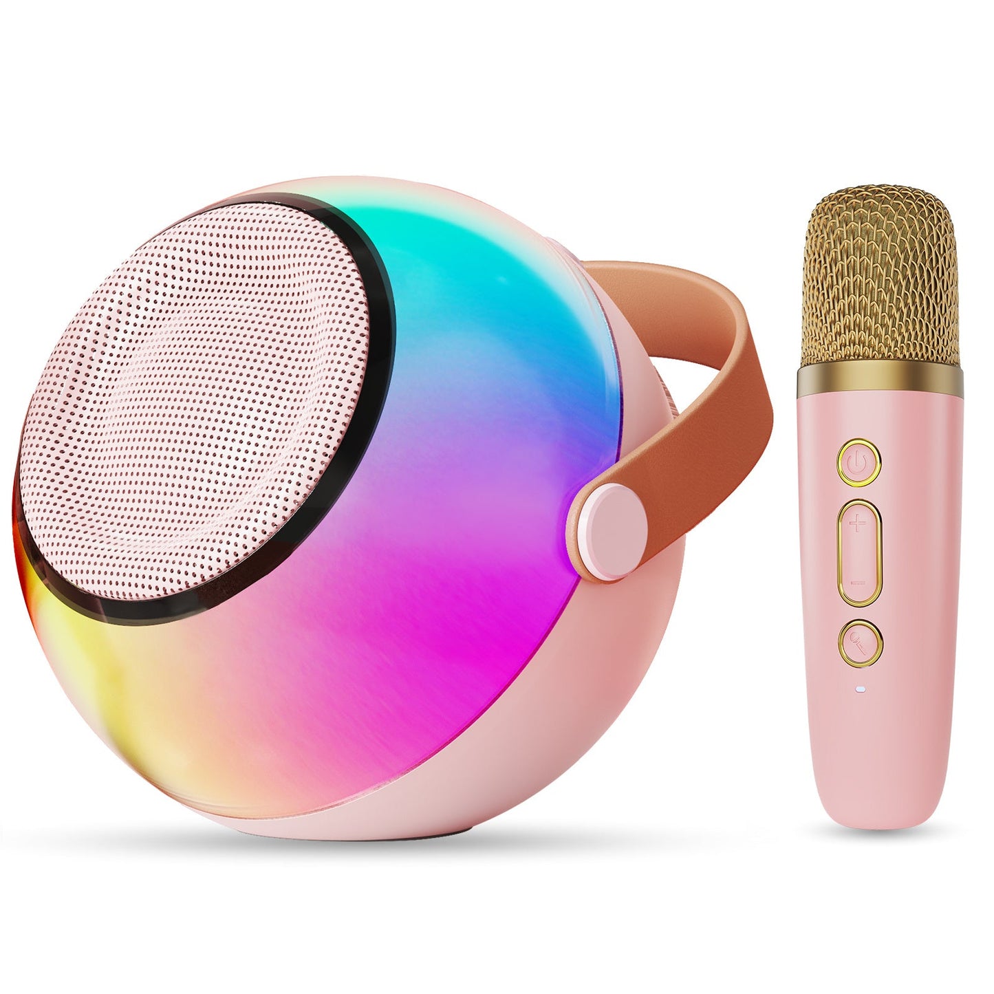 D25 Mini Karaoke Machine With Dazzling Lights And Wireless Microphones