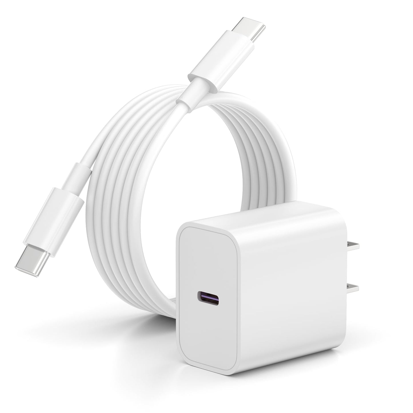 looyotul 20W USB C PD Fast Charger 2 Pack, Compact Type C Wall Charger Block,with 6ft USB C to C Cable for iPhone 15/16/17 Series, Samsung Galaxy, Google Pixel, iPad,Android (White)