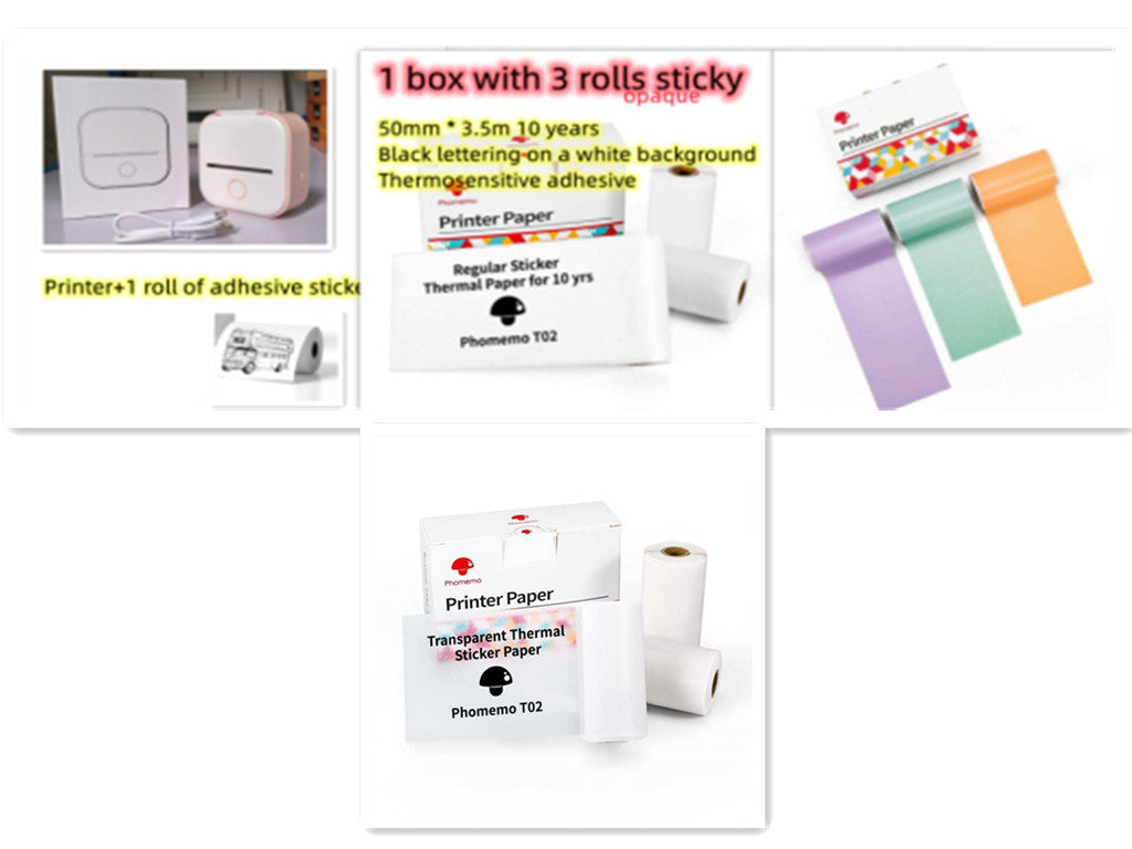 Portable Mini Thermal Label Printer Home Photo Printer Student Wrong Question Printer Bluetooth-compatible Mini Label Printer Price Tag - EBS PLATFORM INC.