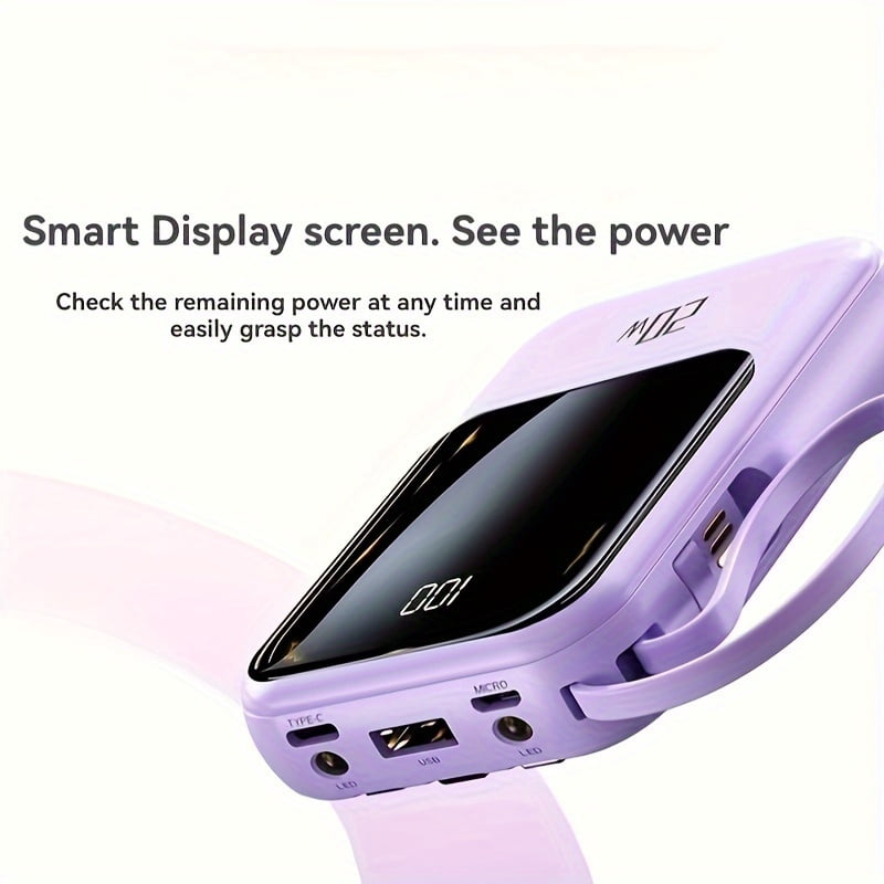 20000mAh Small Power Bank, 20W Charging Portable Power Bank, Slim Portable Charger LED Display, Small External Battery Pack Mobile Phone Charger, Holiday Gifts, Large Capacity